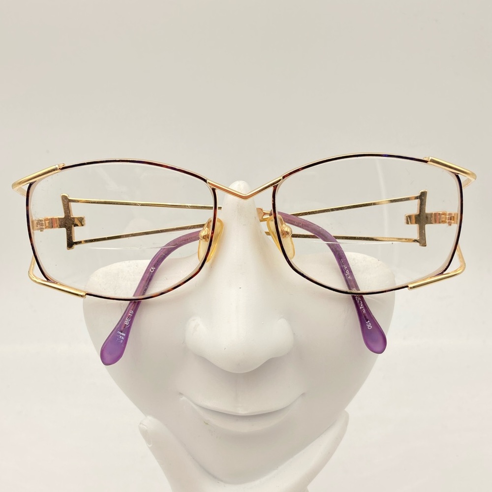Vintage Beverly Johnson Blue Gold Oval Sunglasses